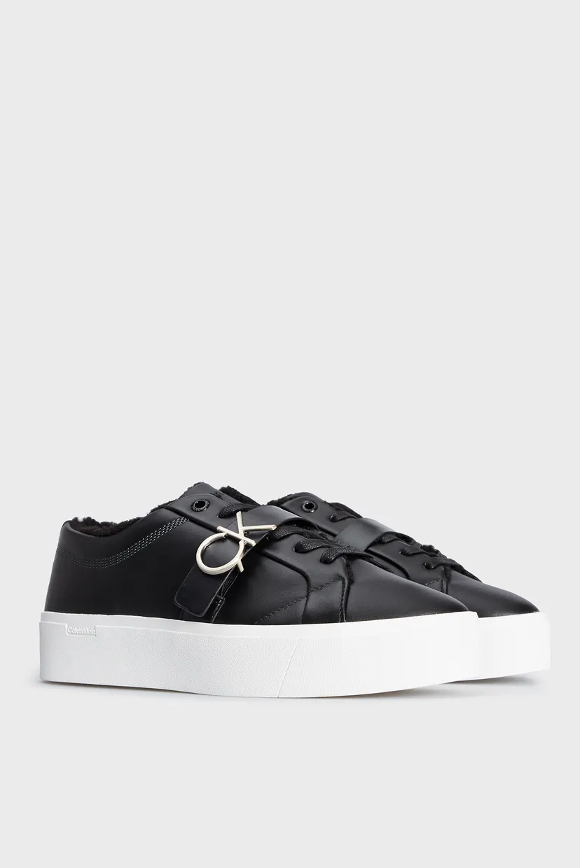 Женские черные кожаные сникерcы FLATFORM CUPSOLE LACE UP W/HW WL 3