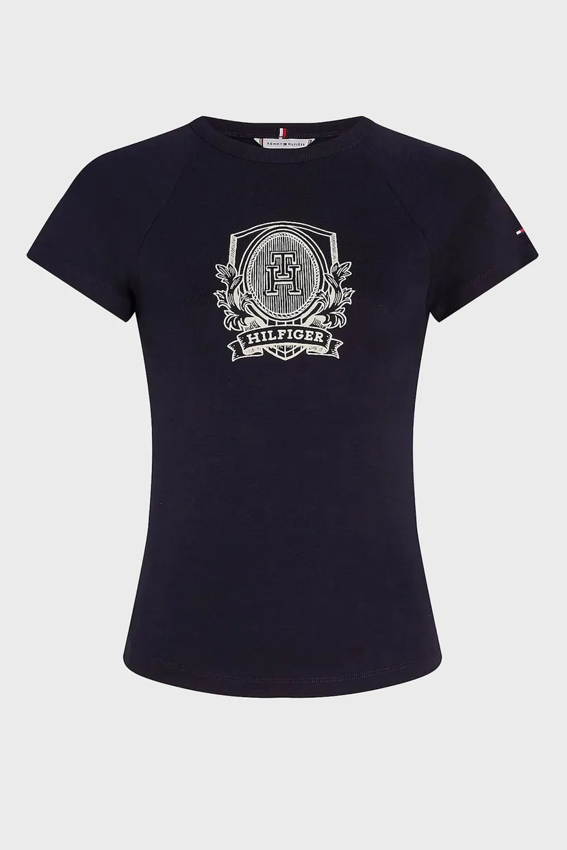 Жіноча темно-синя футболка SLIM RAGLAN CREST C-NK SS 5