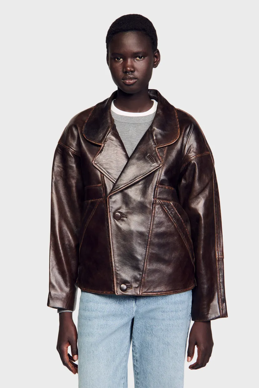maro Max Mara Weekend - Коричневые кожаные брюки FIORITO купить в Symbol