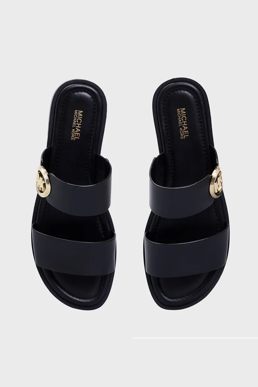 Женские черные кожаные слайдеры VERA FLAT THONG 4