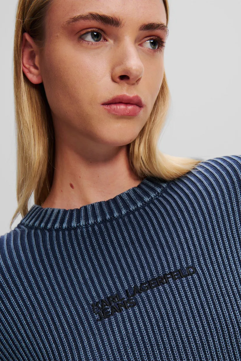 Женский темно-синий джемпер klj regular acidwash knit 4