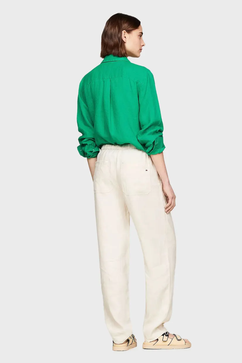 Жіночі білі лляні брюки CASUAL LINEN TAPER PULL ON PANT 3
