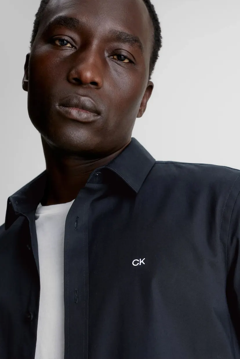 Чоловіча чорна сорочка STRETCH POPLIN SLIM 4