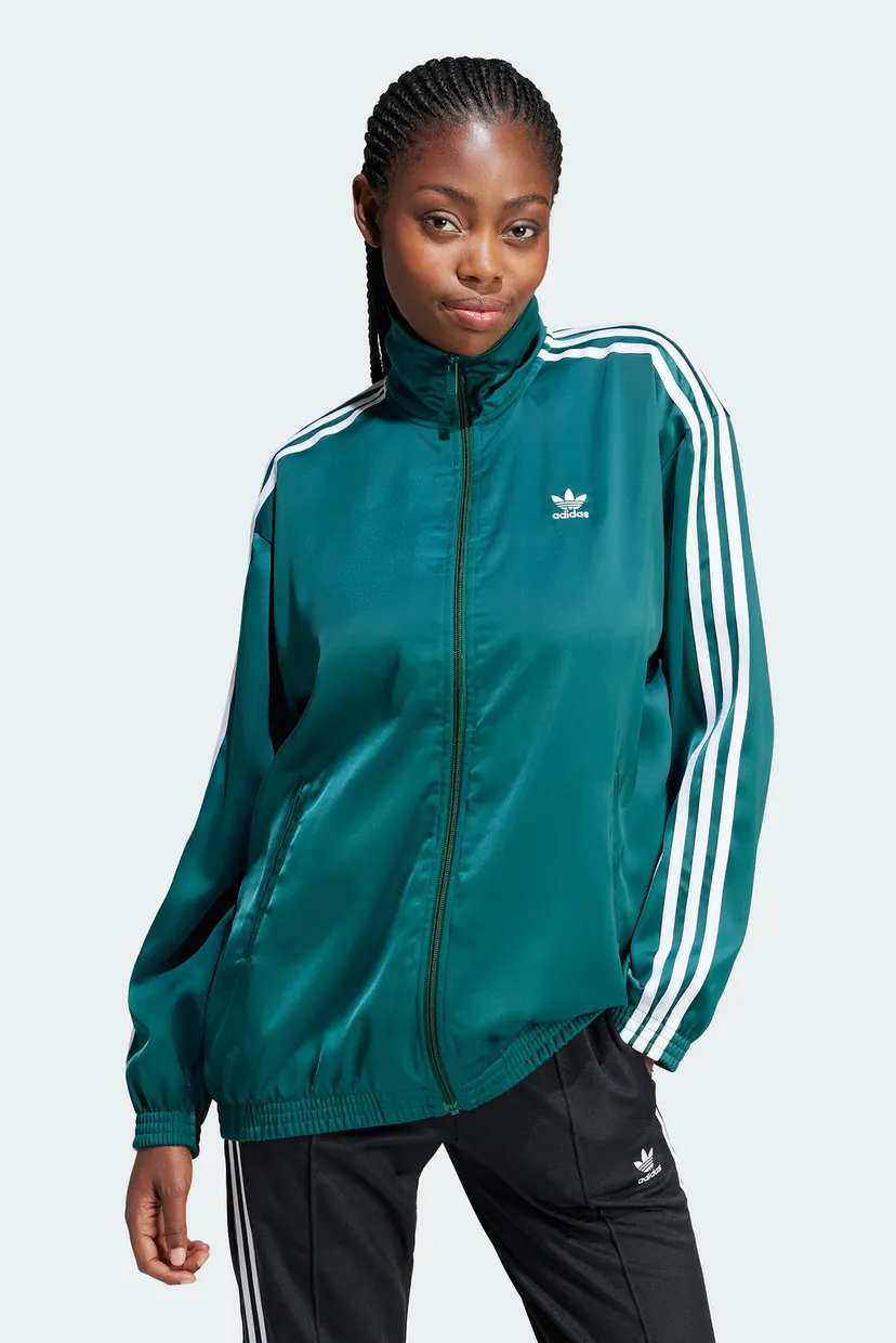 Женская бирюзовая спортивная кофта Loose Satin adidas IP0699 — MD