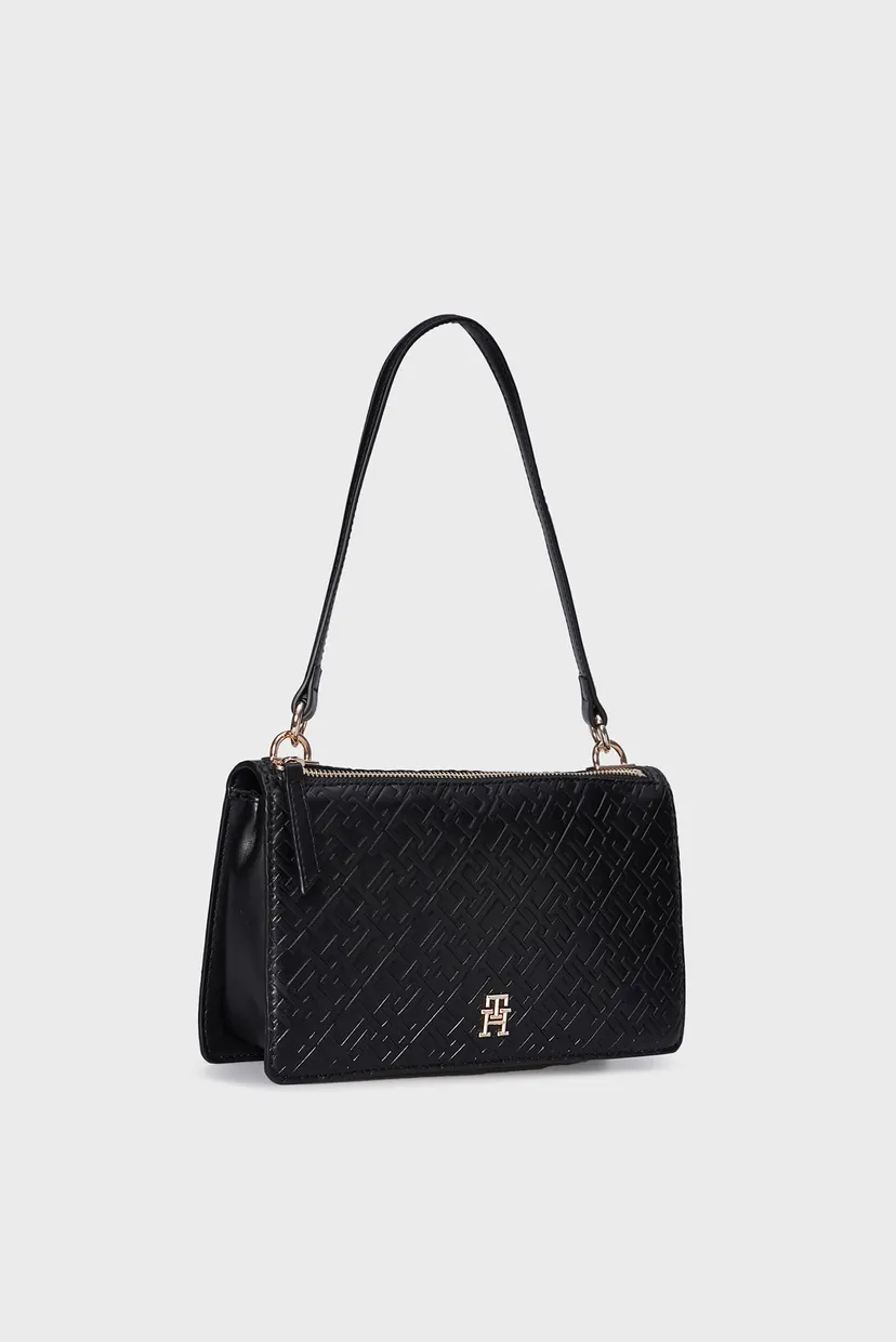 Жіноча чорна сумка TH REFINED SHOULDER BAG MONO 3