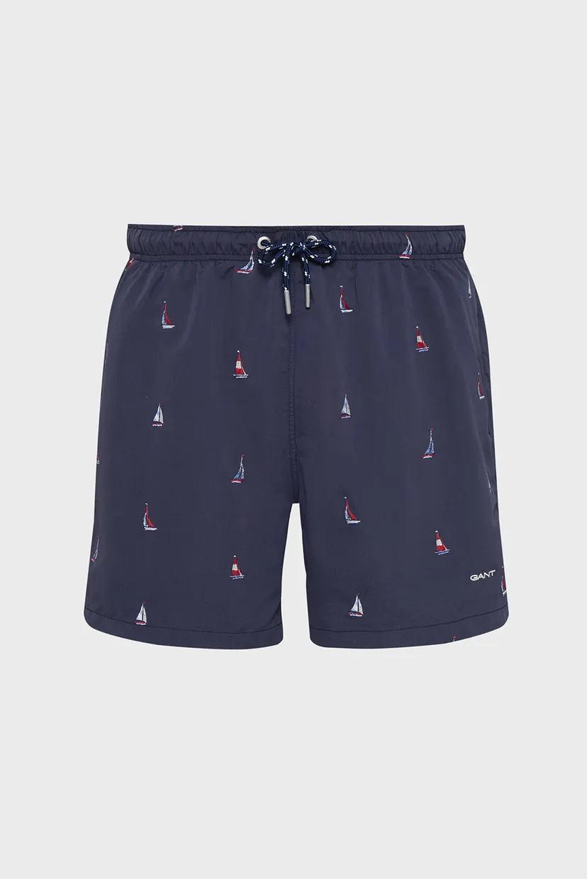 Чоловічі темно-сині плавальні шорти з візерунком BOAT EMBROIDERY SWIM SHORTS 6