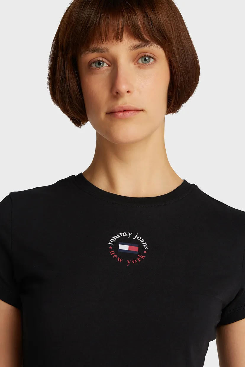 Женская черная футболка TJW SLIM ESSENTIAL LOGO 2 TEE 3
