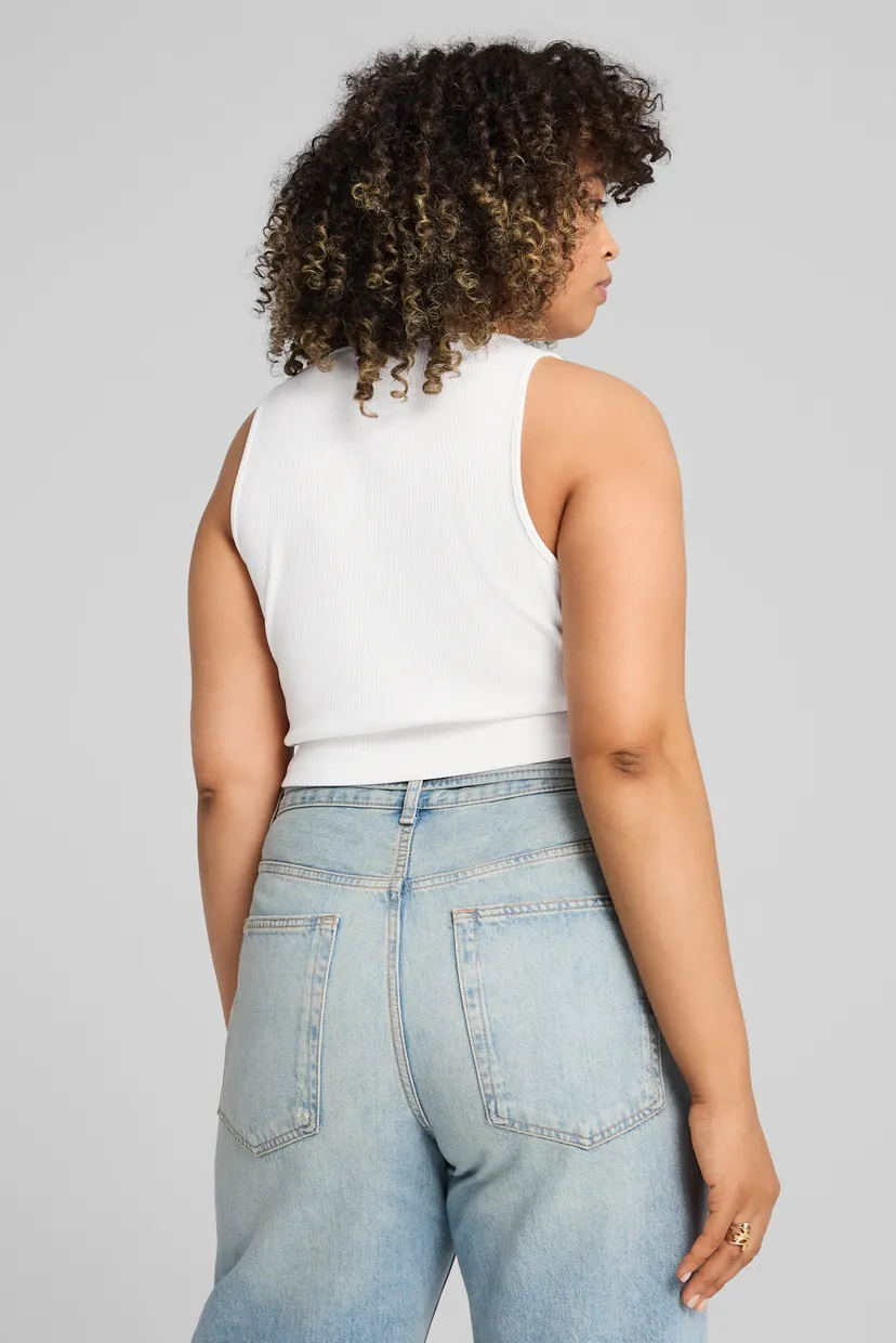 Женский белый топ WARDROBE ESS Ribbed Crop Top Women 3