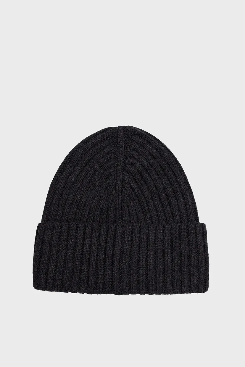 Мужская черная шапка TH MONOTYPE PATCH COTTON BEANIE 3