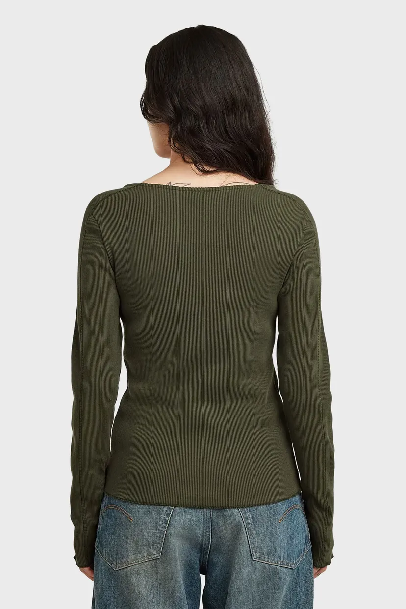 Женский темно-зеленый лонгслив henley 3