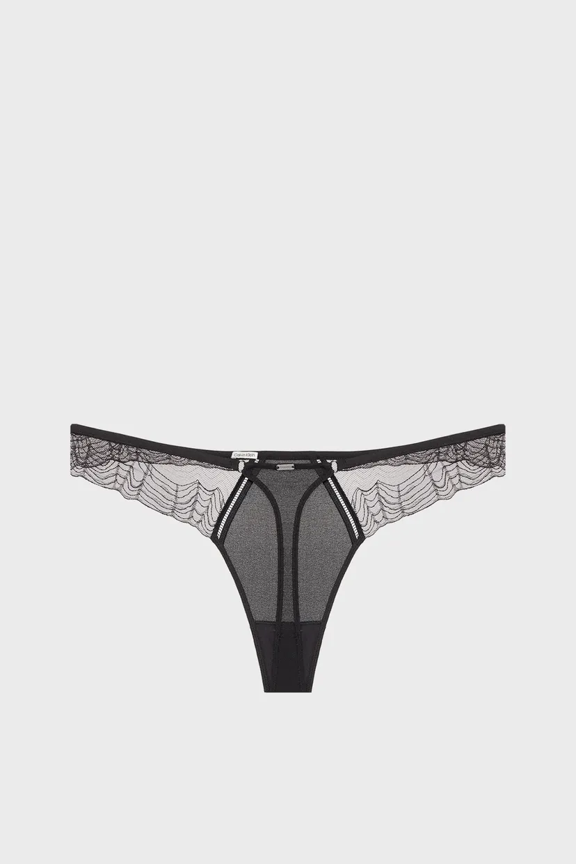 Женские черные трусики THONG 8