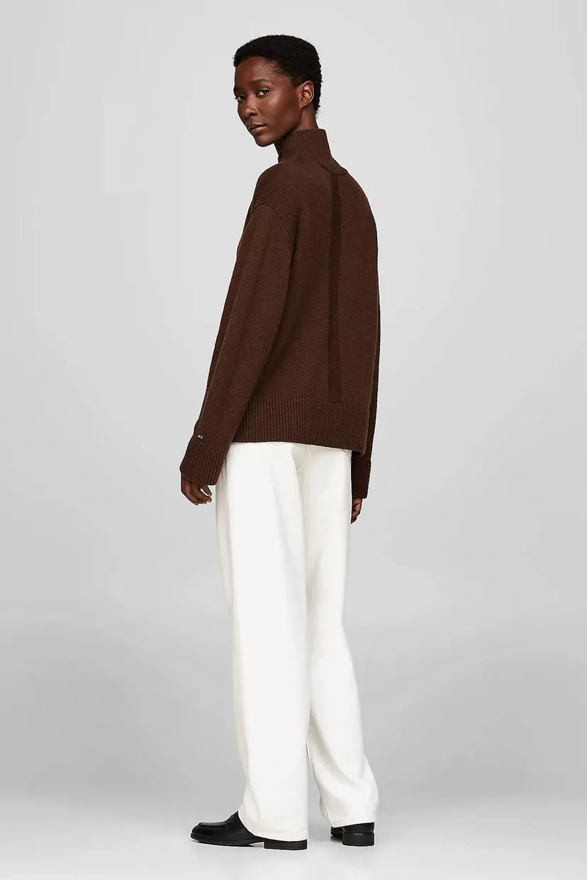 Женский коричневый свитер WOOL BLEND MOCK-NK 3