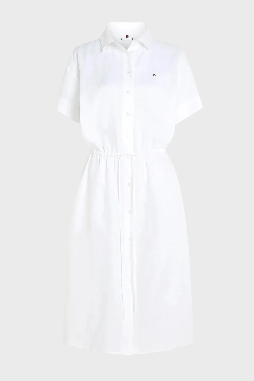 Женское белое льняное платье LINEN SS MIDI SHIRT DRESS 5