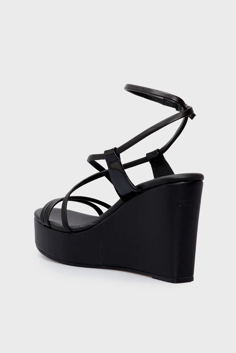 Женские черные кожаные босоножки WEDGE SANDAL 70 LTH 5