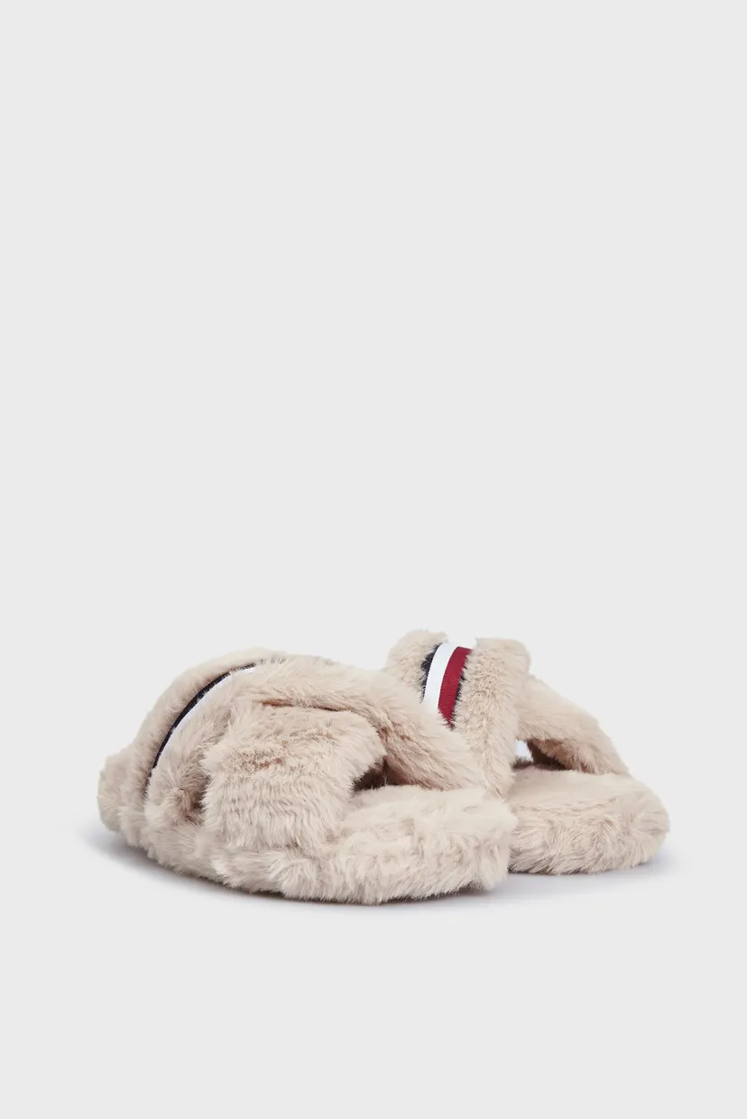 Женские бежевые тапочки FUR CROSS STRAP HOME SLIPPER 3