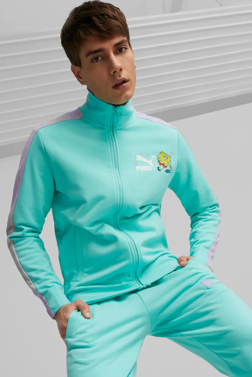 【美品】 Pro Fit ジャージ M 青緑ピンク Чоловіча бірюзова спортивна кофта PUMA x SPONGEBOB T7 Track Jacket