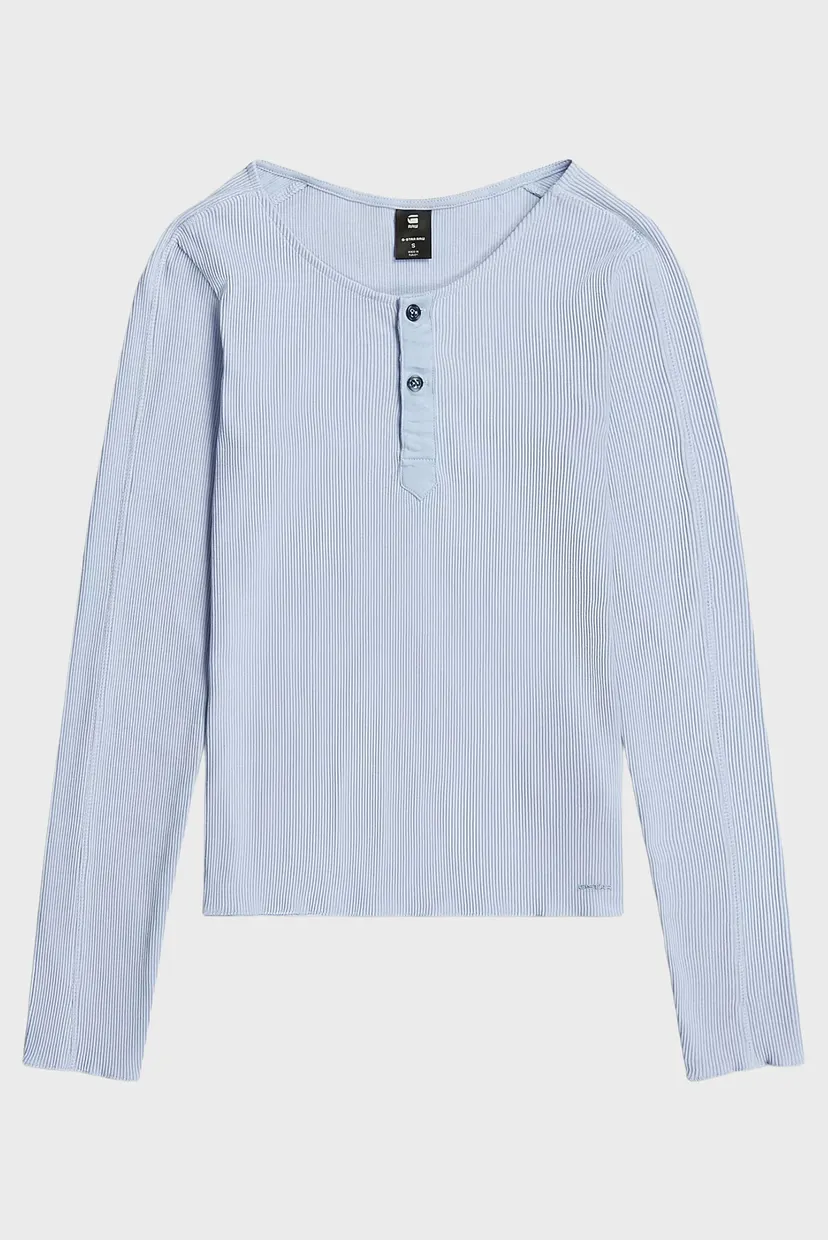 Жіночий блакитний лонгслів henley 6