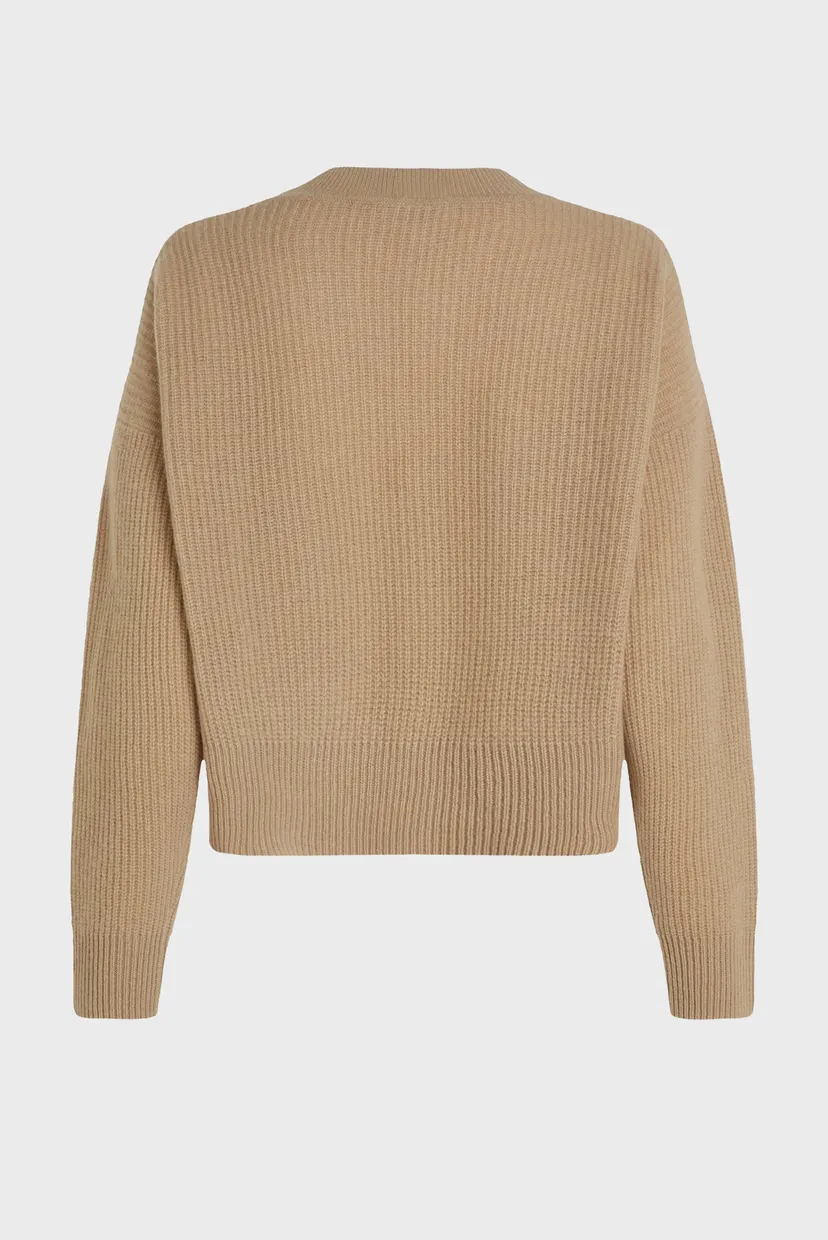 Жіночий бежевий вовняний пуловер TH SCRIPT SOFT WOOL V-NK SWT 5