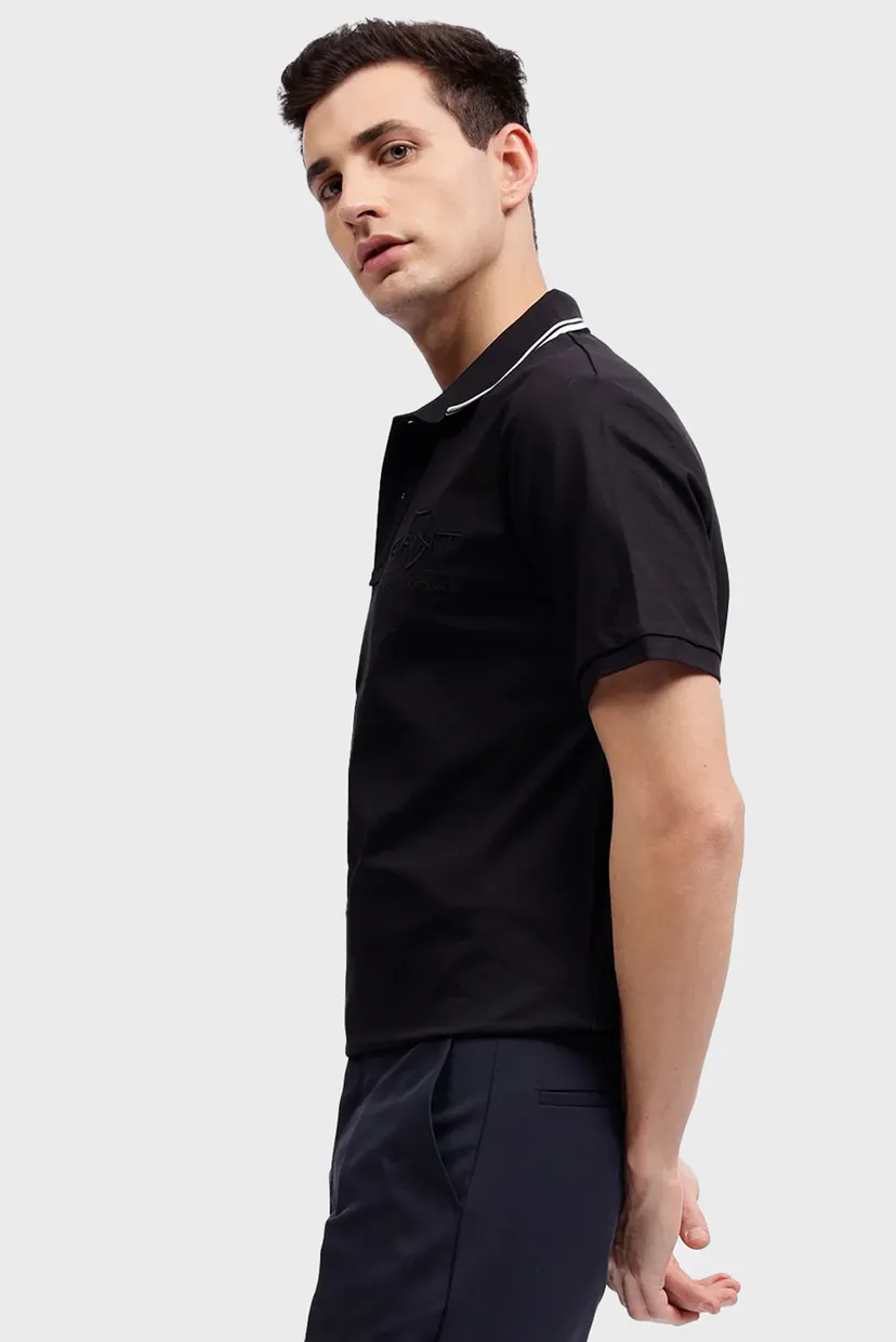 Чоловіче чорне поло CONTRAST TIPPING SS PIQUE POLO 3