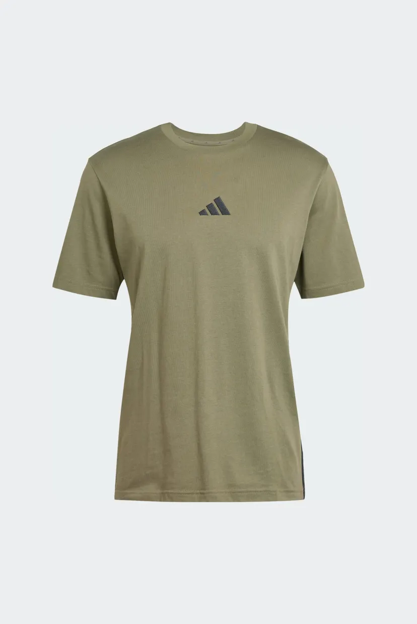 Мужская оливковая футболка Essentials 3-Stripes Single Jersey 6