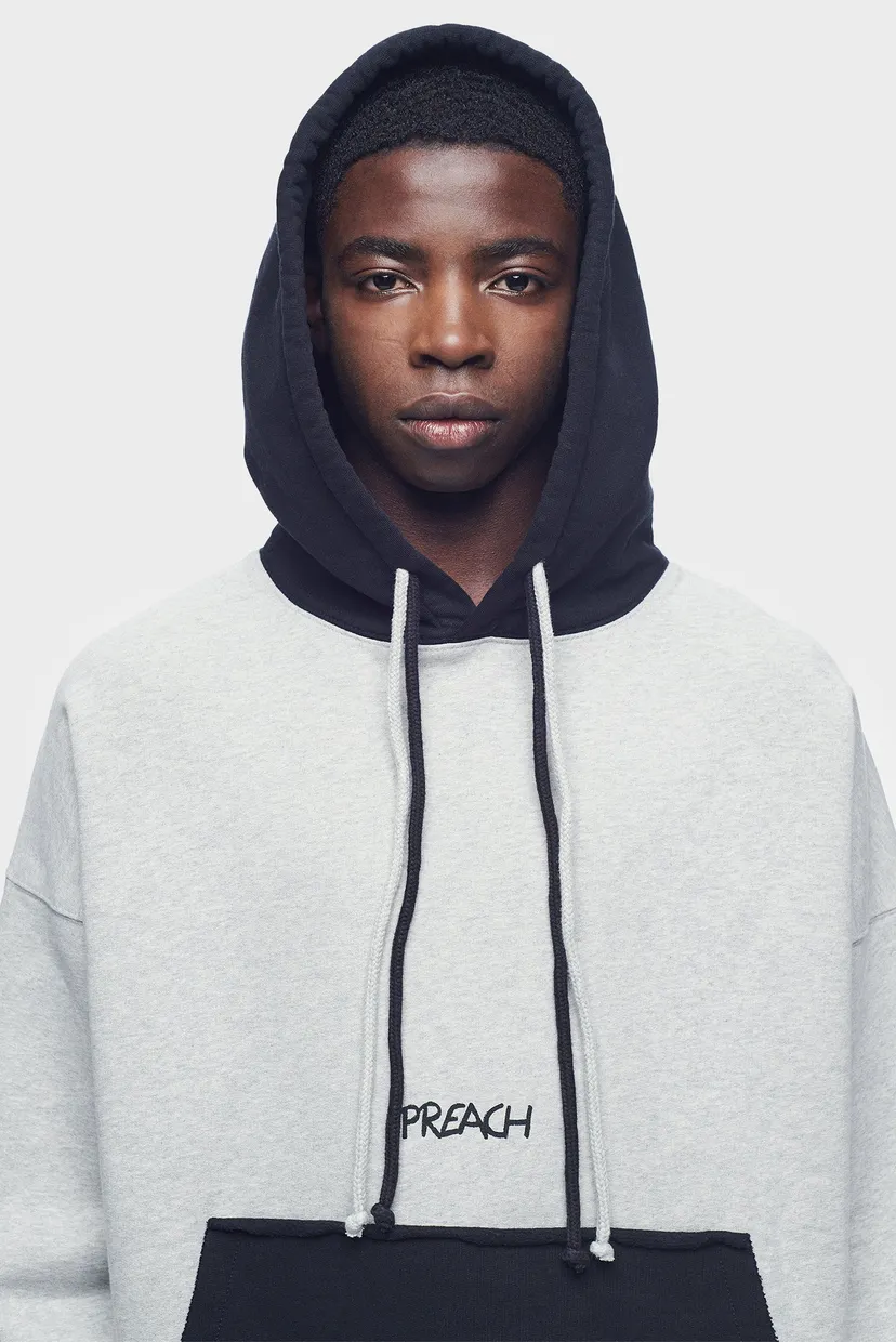 Чоловіче сіре худі OVERSIZED RAW EDGES H 6