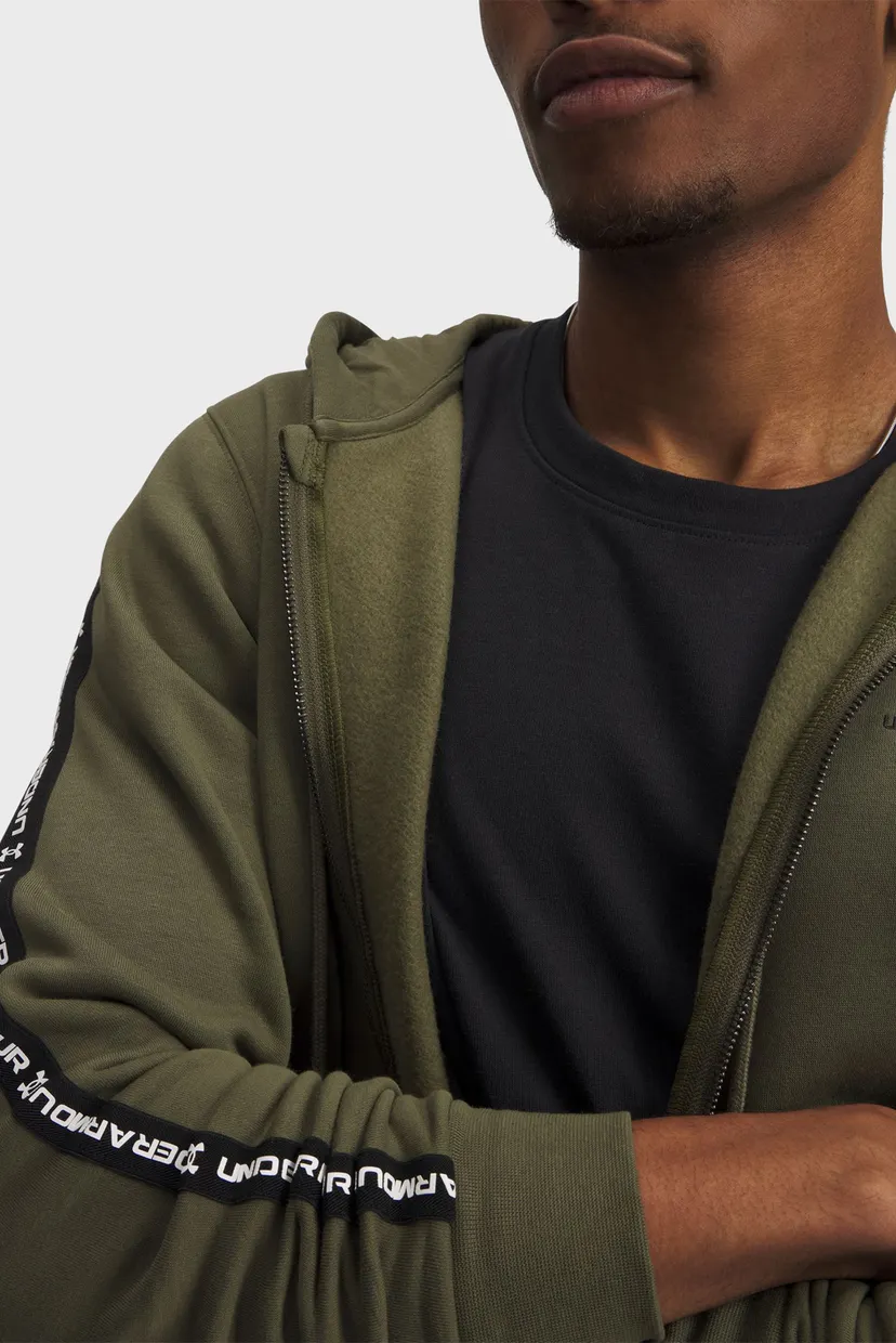 Мужское оливковое худи UA Icon Fleece FZ Taping 3