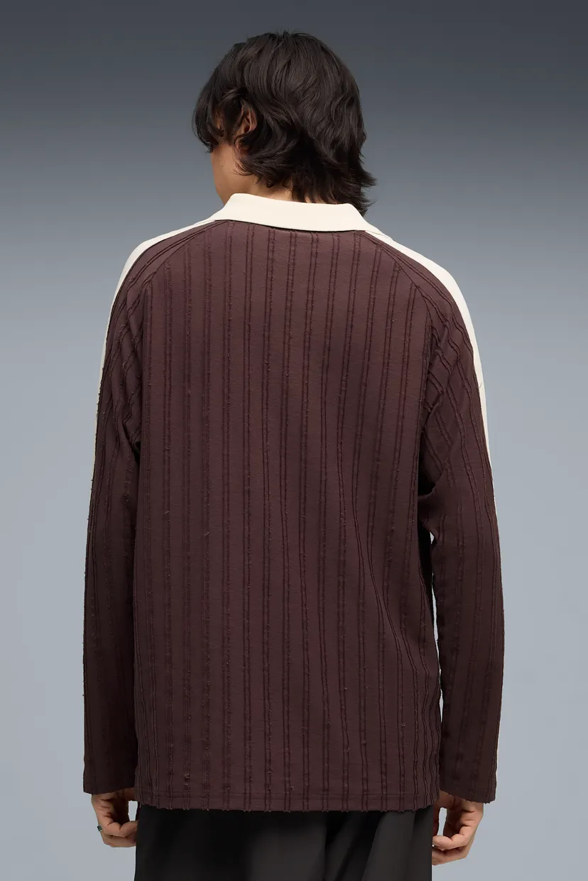 Мужской коричневый лонгслив T7 Relaxed Long Sleeve Polo Men 3
