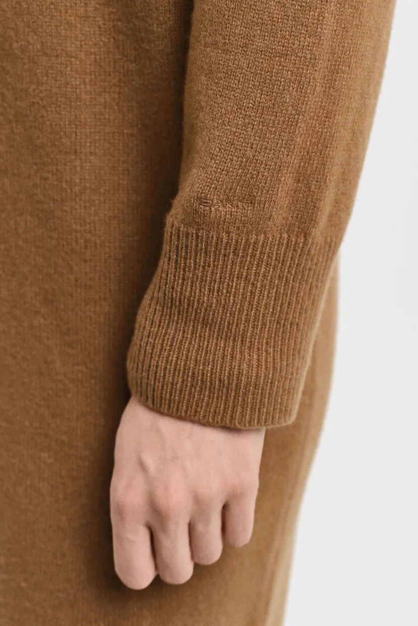 Женское коричневое шерстяное платье HERRINGBONE DETAIL ROLLNECK DRESS 6