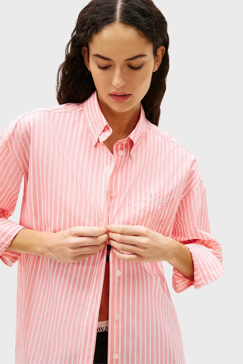 Женская розовая рубашка в полоску OVS POPLIN 4