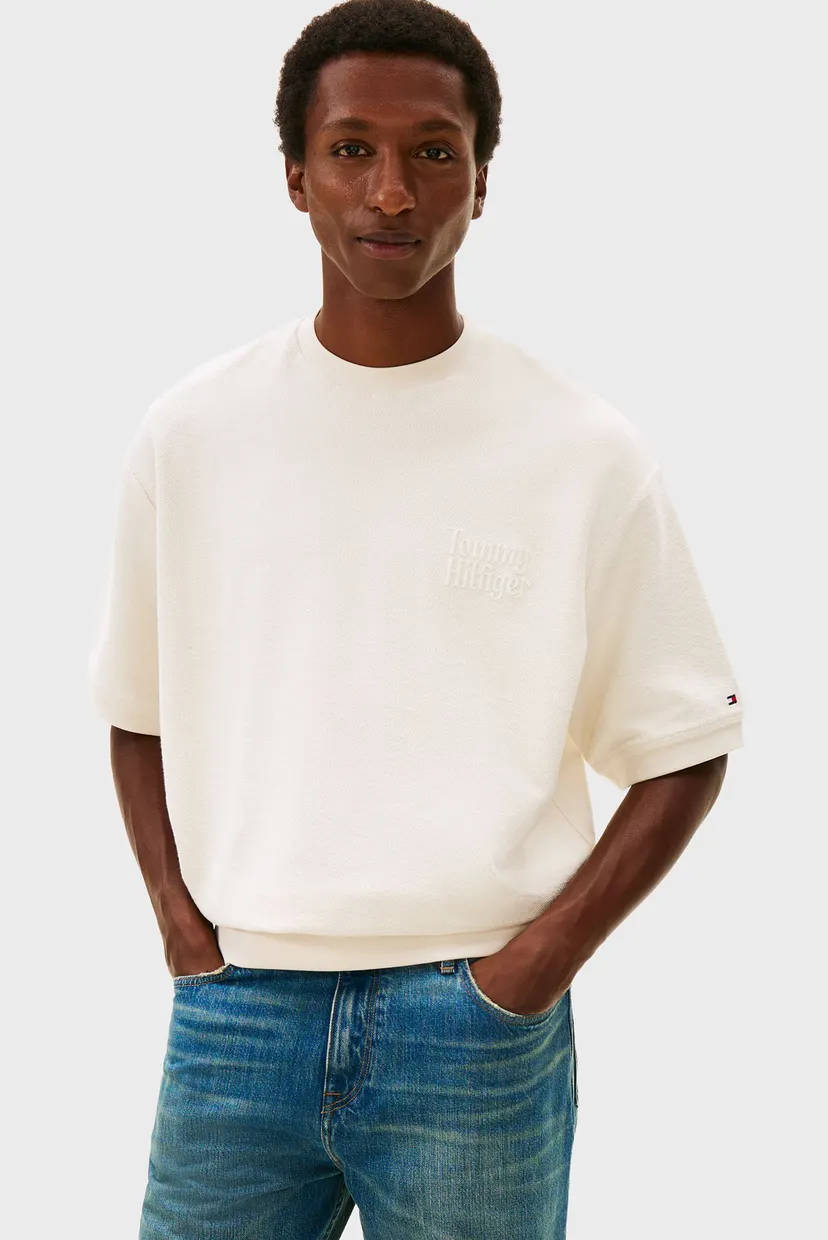 Мужская белая футболка REVERSED TERRY SS Tommy Hilfiger MW0MW41430