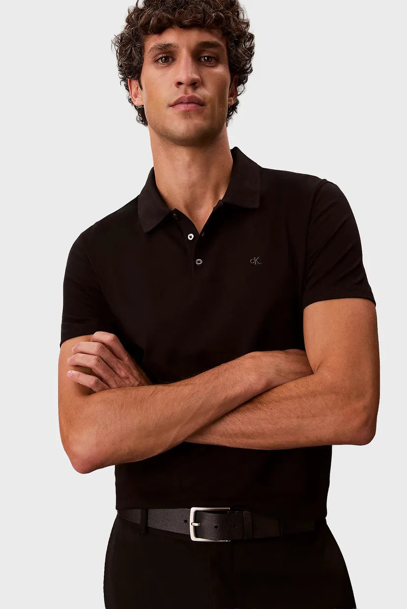 Мужское черное поло SLIM STRETCH 5