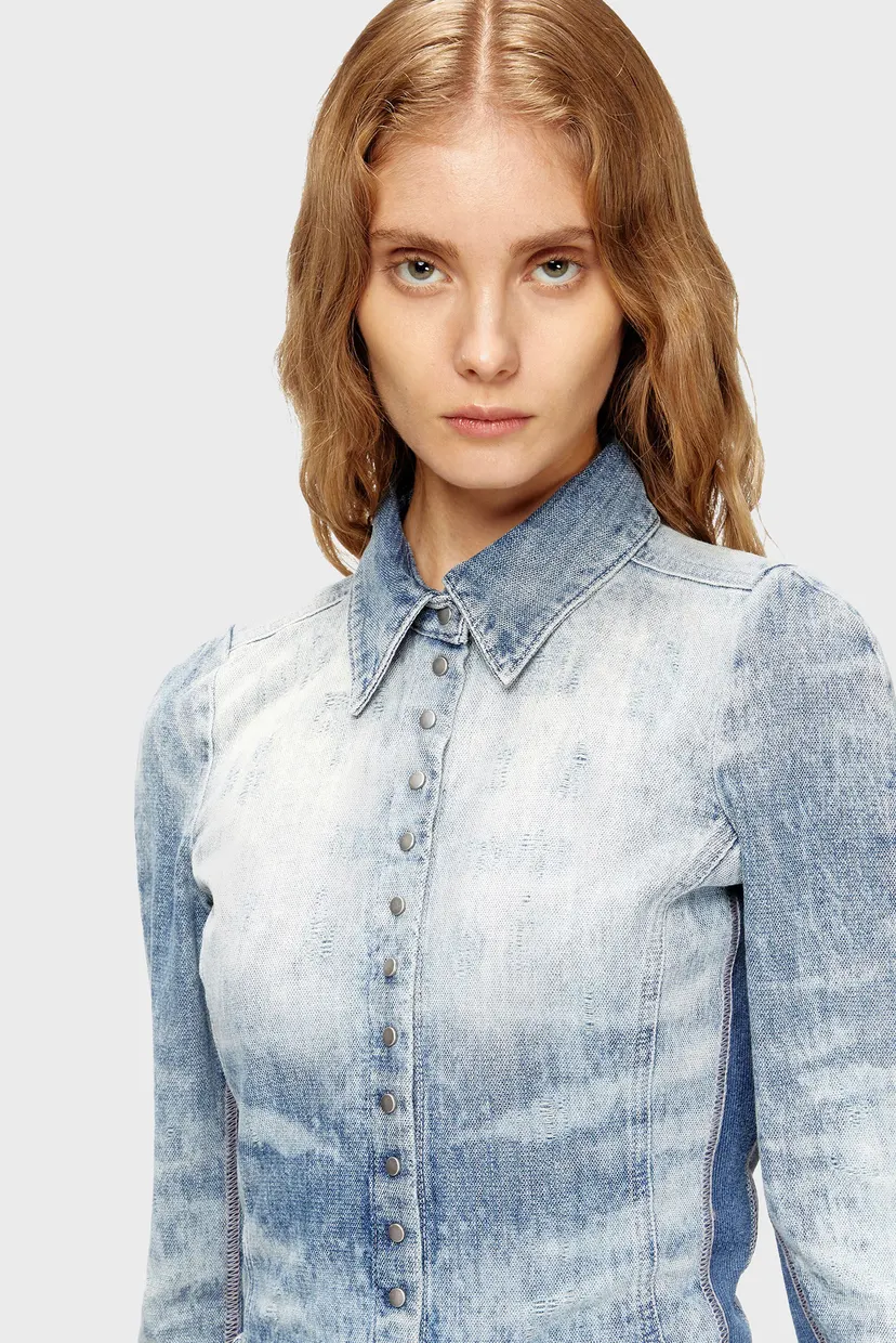 Женская голубая джинсовая рубашка CAMICIA 4