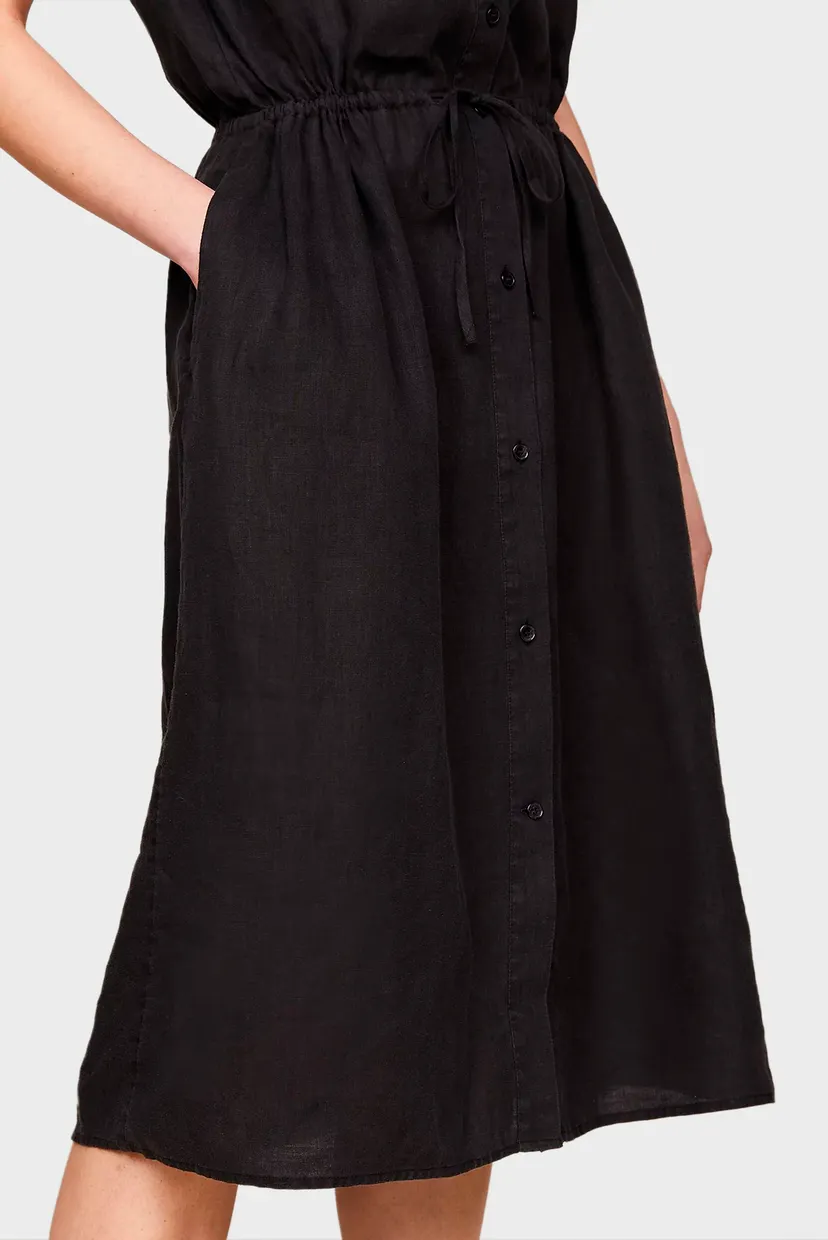 Жіноча чорна лляна сукня LINEN SS MIDI SHIRT 3