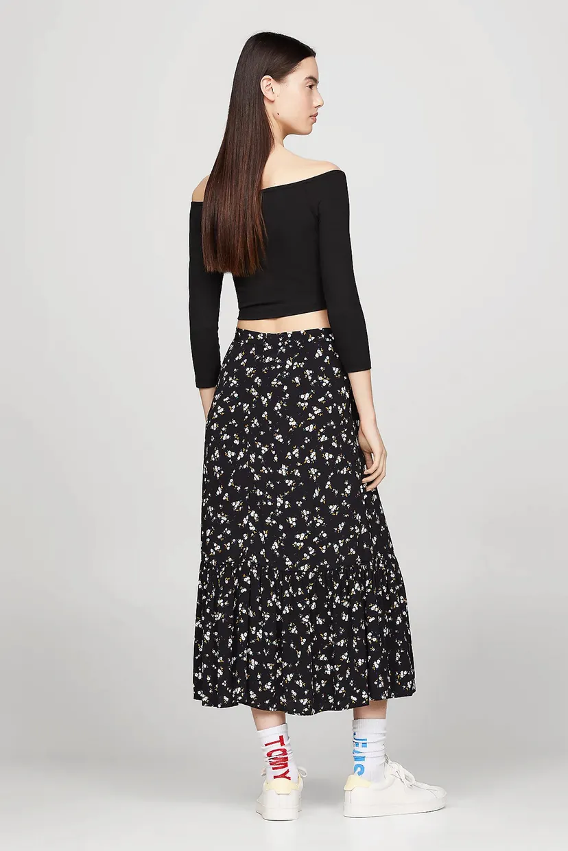 Жіноча чорна спідниця з візерунком TJW FLORAL RUFFLE MIDI SKIRT EXT 3