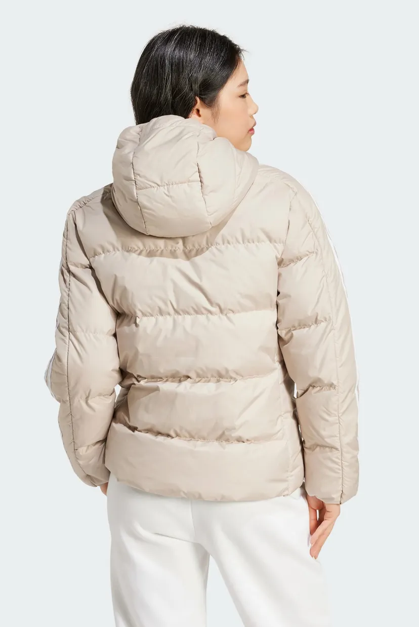 Женский бежевый пуховик Essentials 3-Stripes Mid Down Hooded 3
