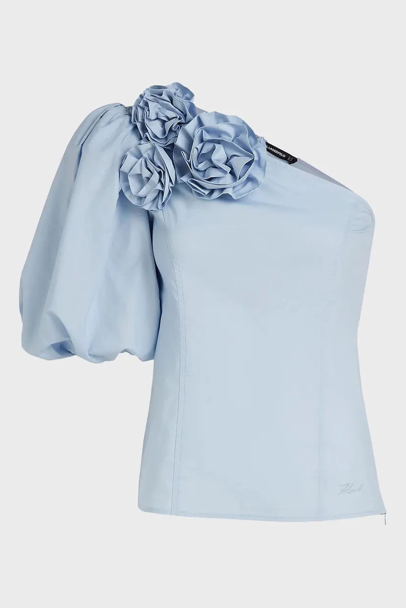 Жіноча блакитна блуза FLOWER ONE SHOULDER BLOUSE 5