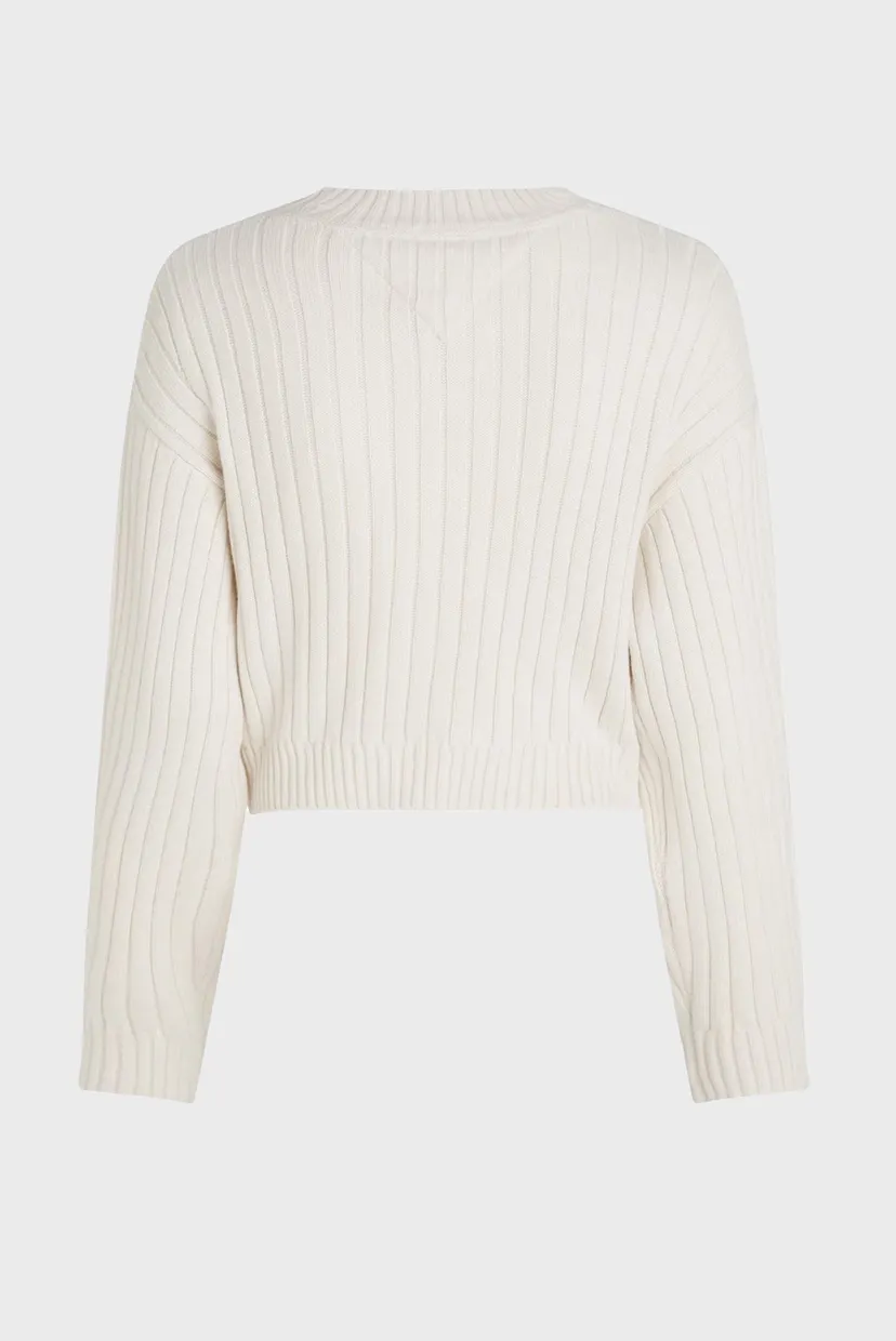 Женский белый кардиган TJW BADGE V-NECK 5