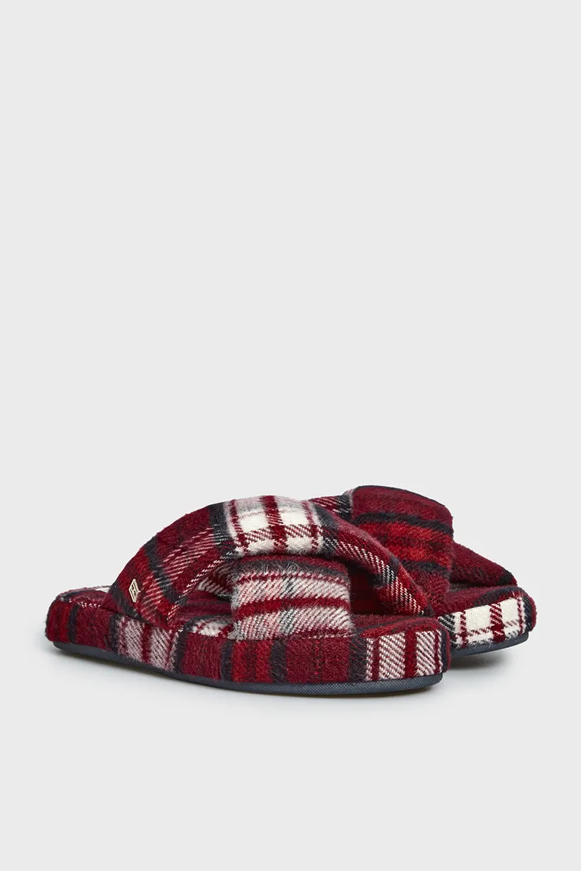 Женские бордовые тапочки в клетку TARTAN CHECK HOME SLIPPER 3