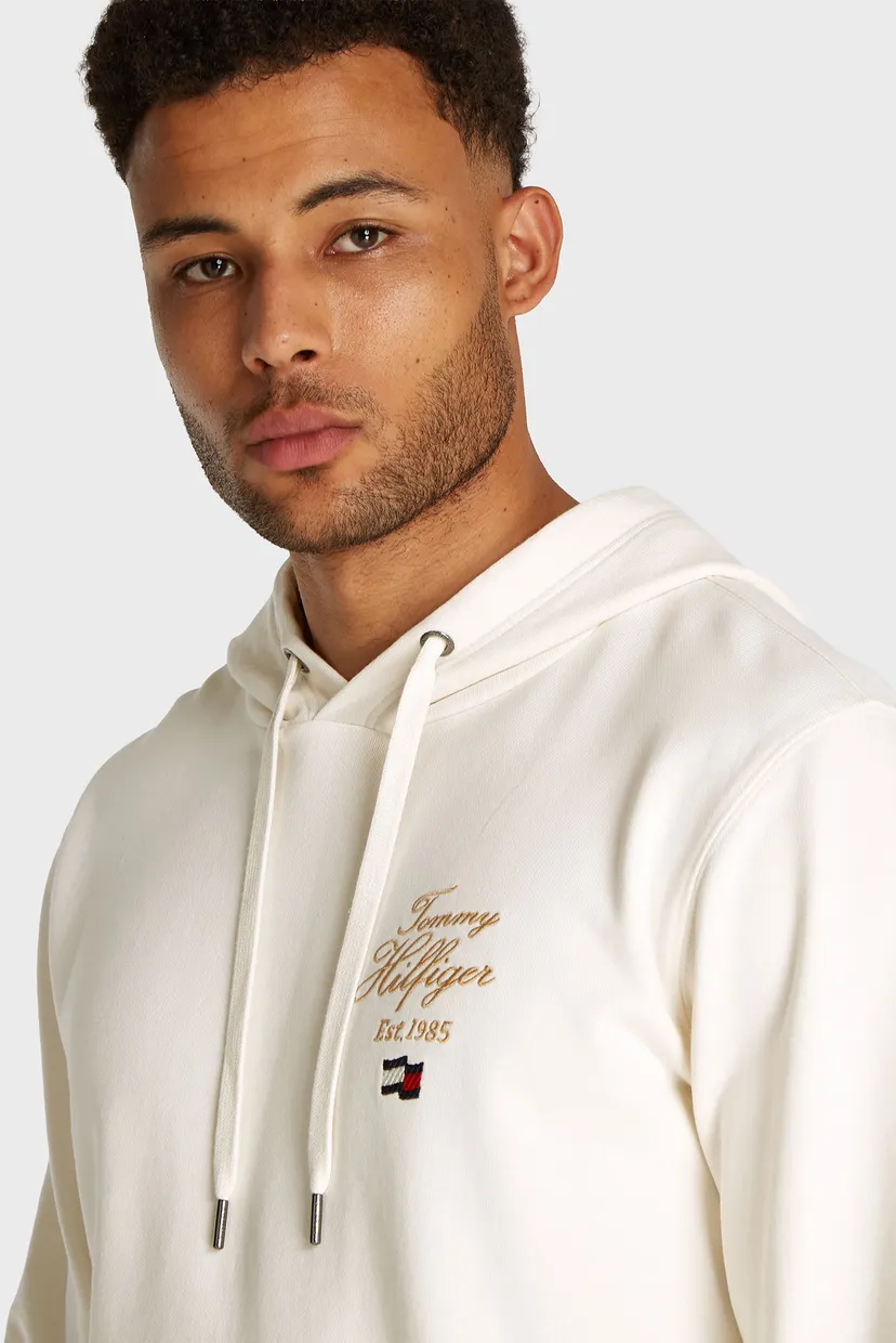 Мужское белое худи SCRIPT HILFIGER STACK HOODY 4