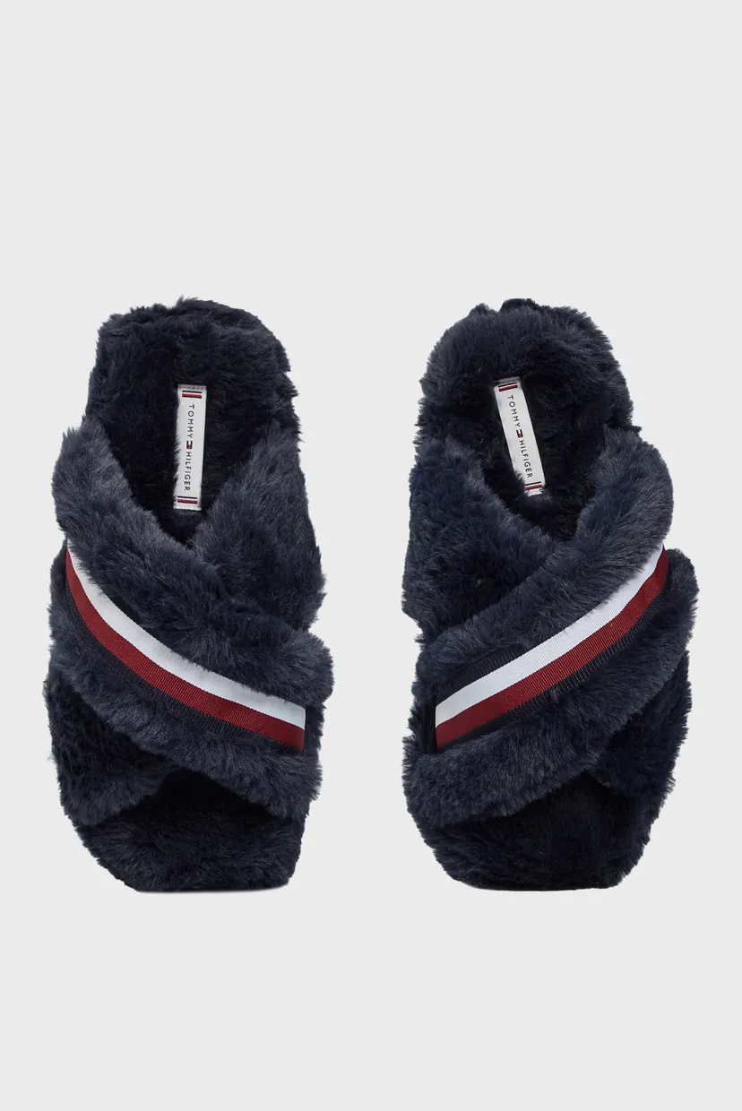 Жіночі темно-сині капці FUR CROSS STRAP HOME SLIPPER 4