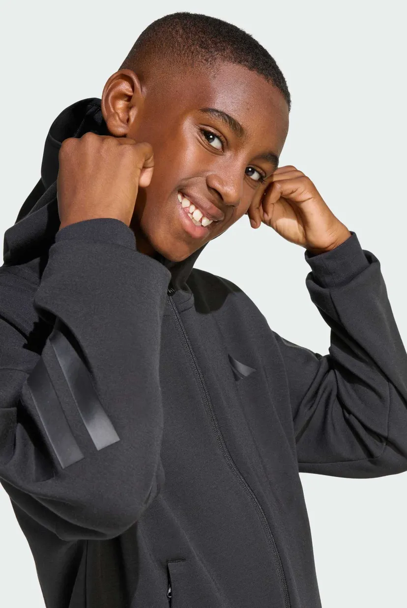 Детское черное худи FUTURE ICONS 3 STRIPES FULL ZIP 5