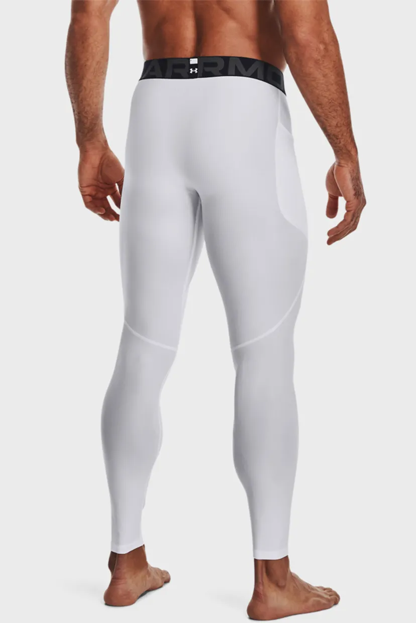 Мужские белые тайтсы UA HG Armour Leggings 3
