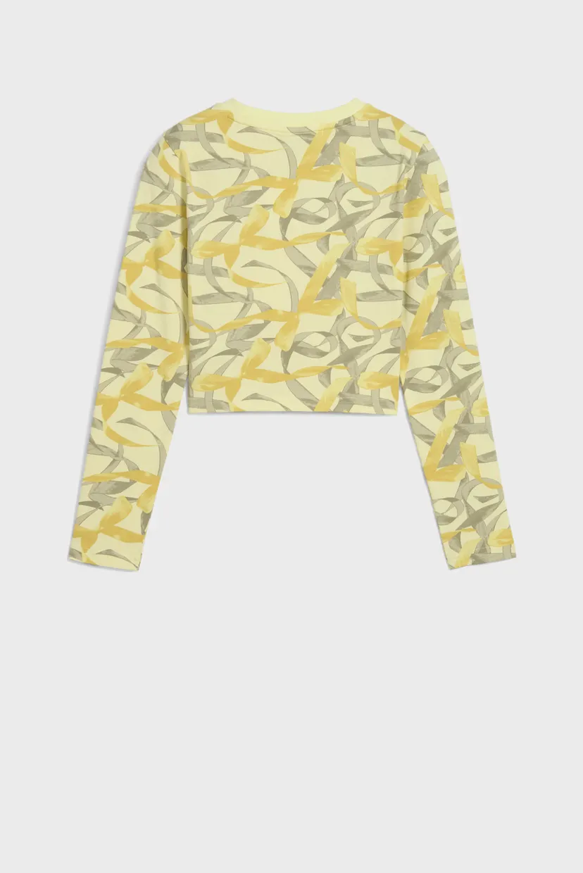Детский желтый лонгслив с узором Bowtique Longsleeve Tee Youth 5