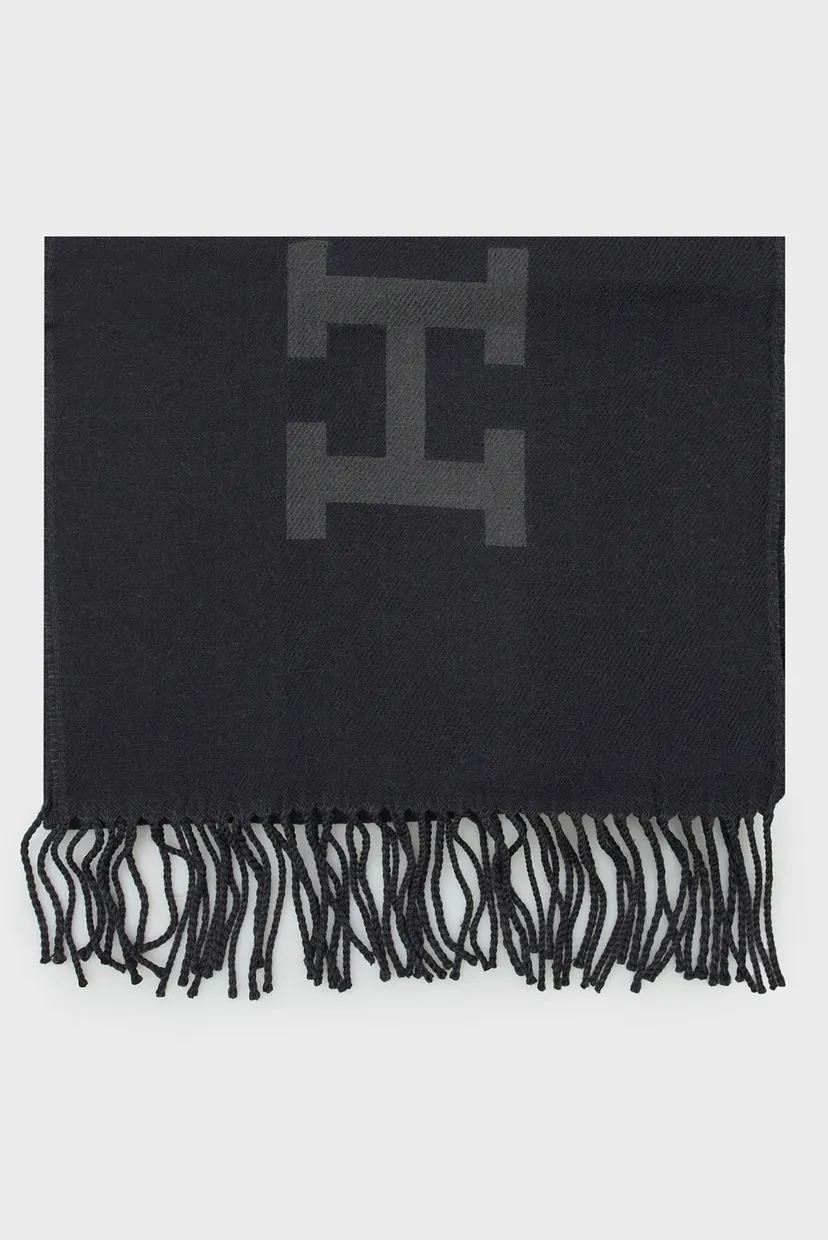 Мужской темно-синий шерстяной шарф TH MONOTYPE WOOL SCARF 4