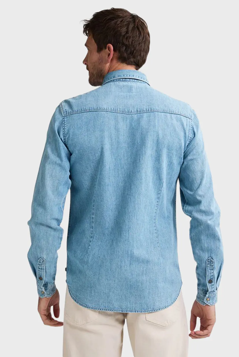 Мужская голубая джинсовая рубашка Men Shirt Long Sleeve Denim 3
