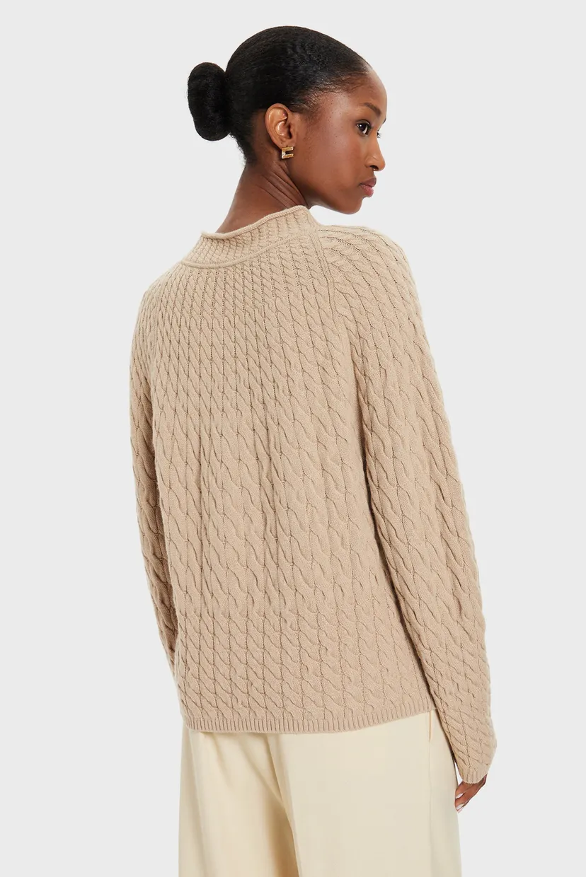 Женский бежевый шерстяной свитер WOOL BLEND CABLE MOCK-NK SWT 3