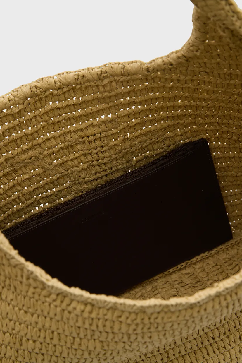 Женская бежевая сумка BOLD CK RAFFIA LG SHOULDER BAG 6