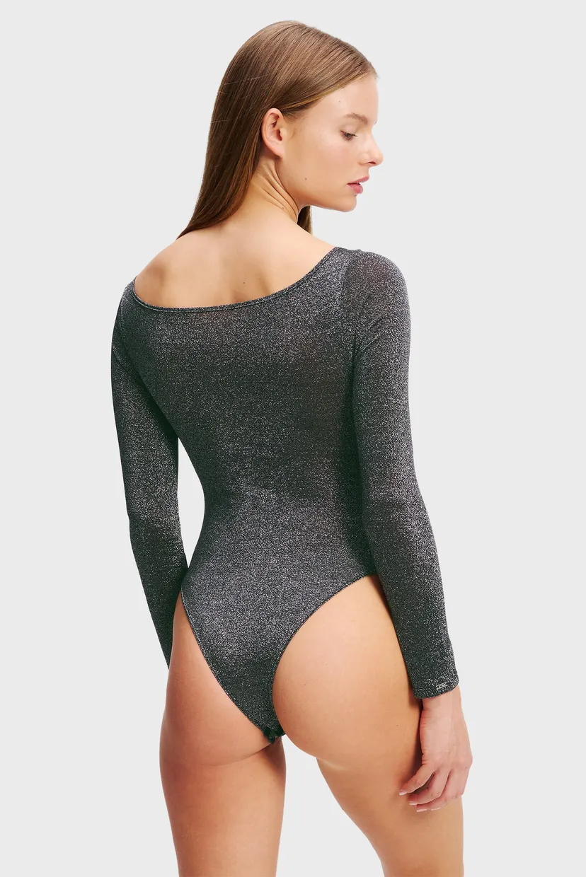 Женское темно-серое боди signature lurex 3
