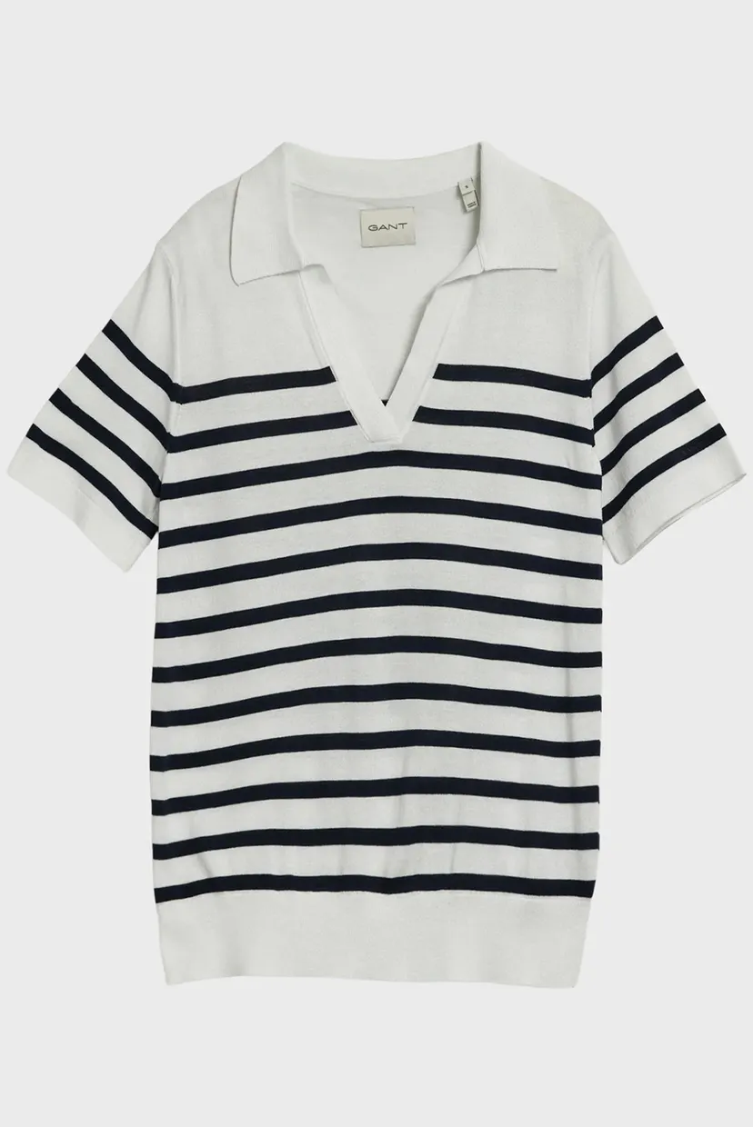 Жіноче біле поло у смужку FINE KNIT STRIPED 6