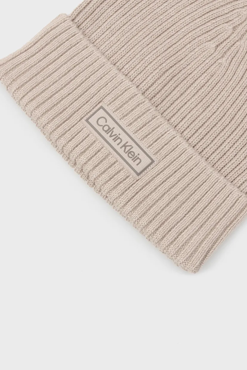 Чоловіча бежева шапка PATCH CHUNKY RIB COTTON BEANIE 4
